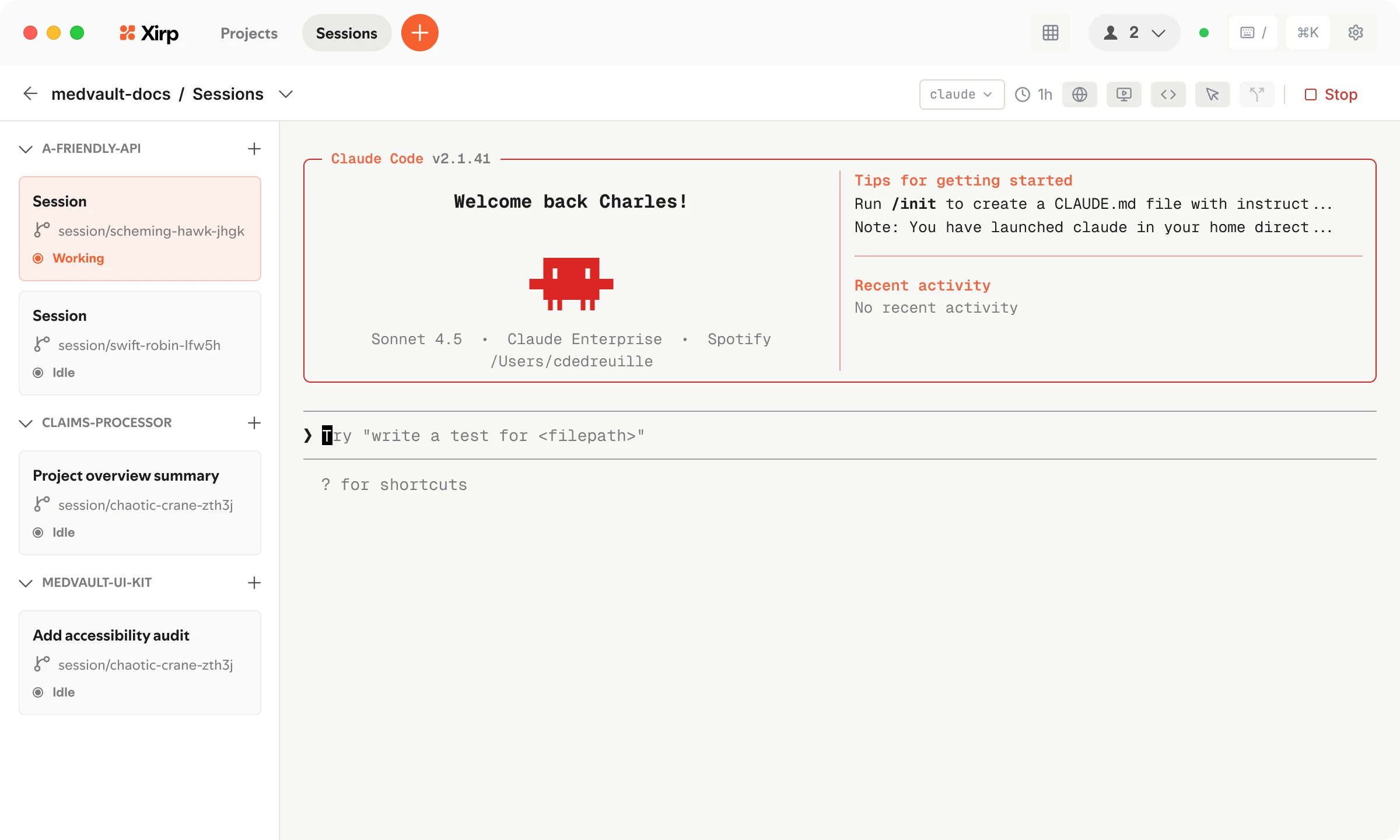 Screenshot of Xirp - showing app interface and features