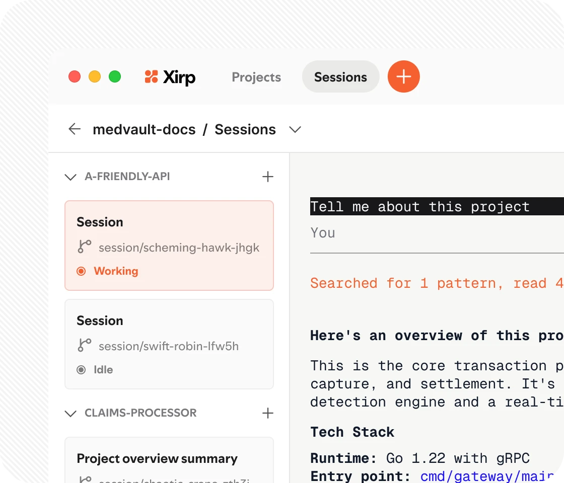 Screenshot of Xirp - showing app interface and features