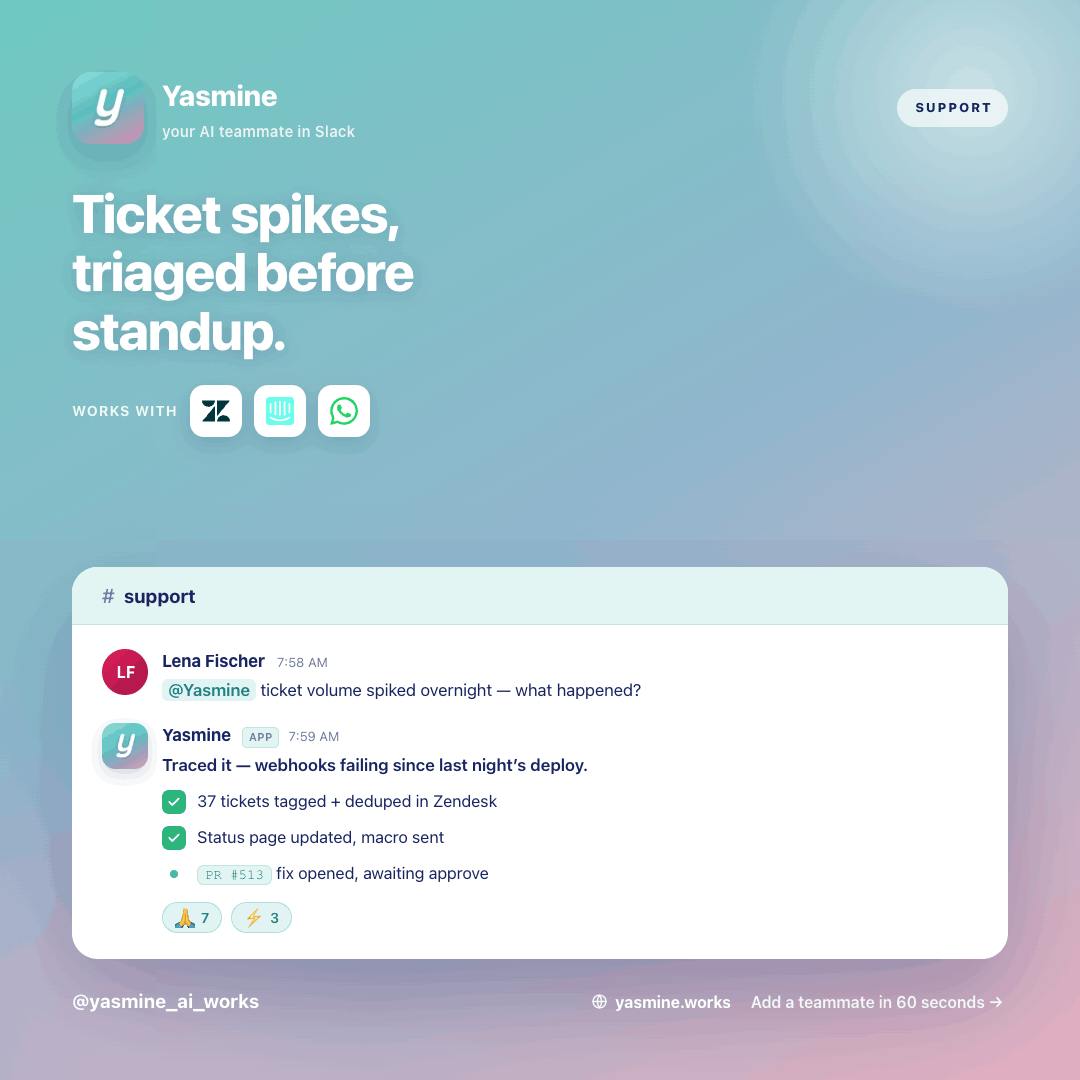 Screenshot of Yasmine - showing app interface and features