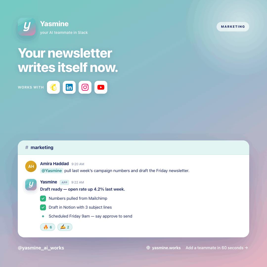 Screenshot of Yasmine - showing app interface and features