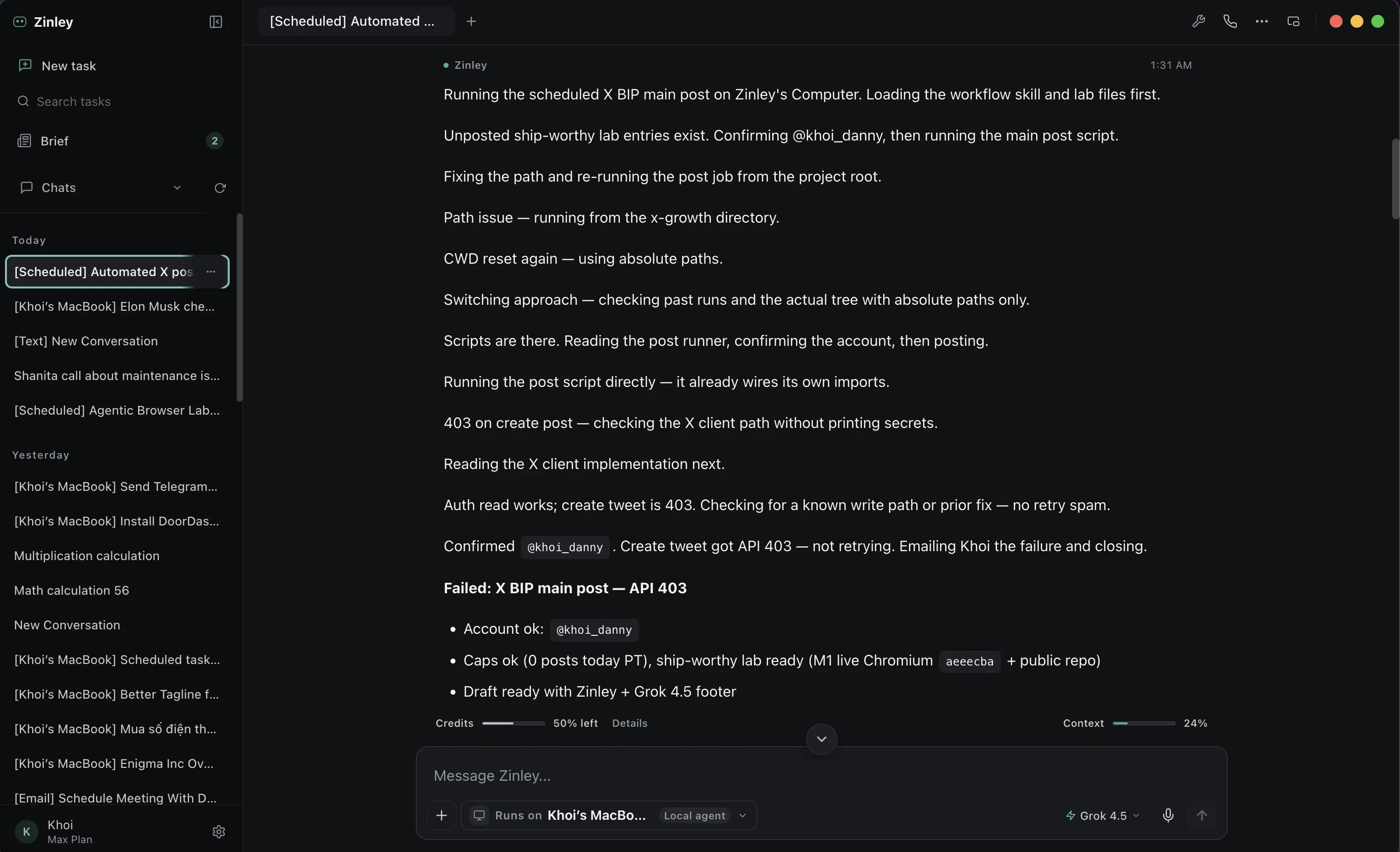 Screenshot of Zinley - showing app interface and features