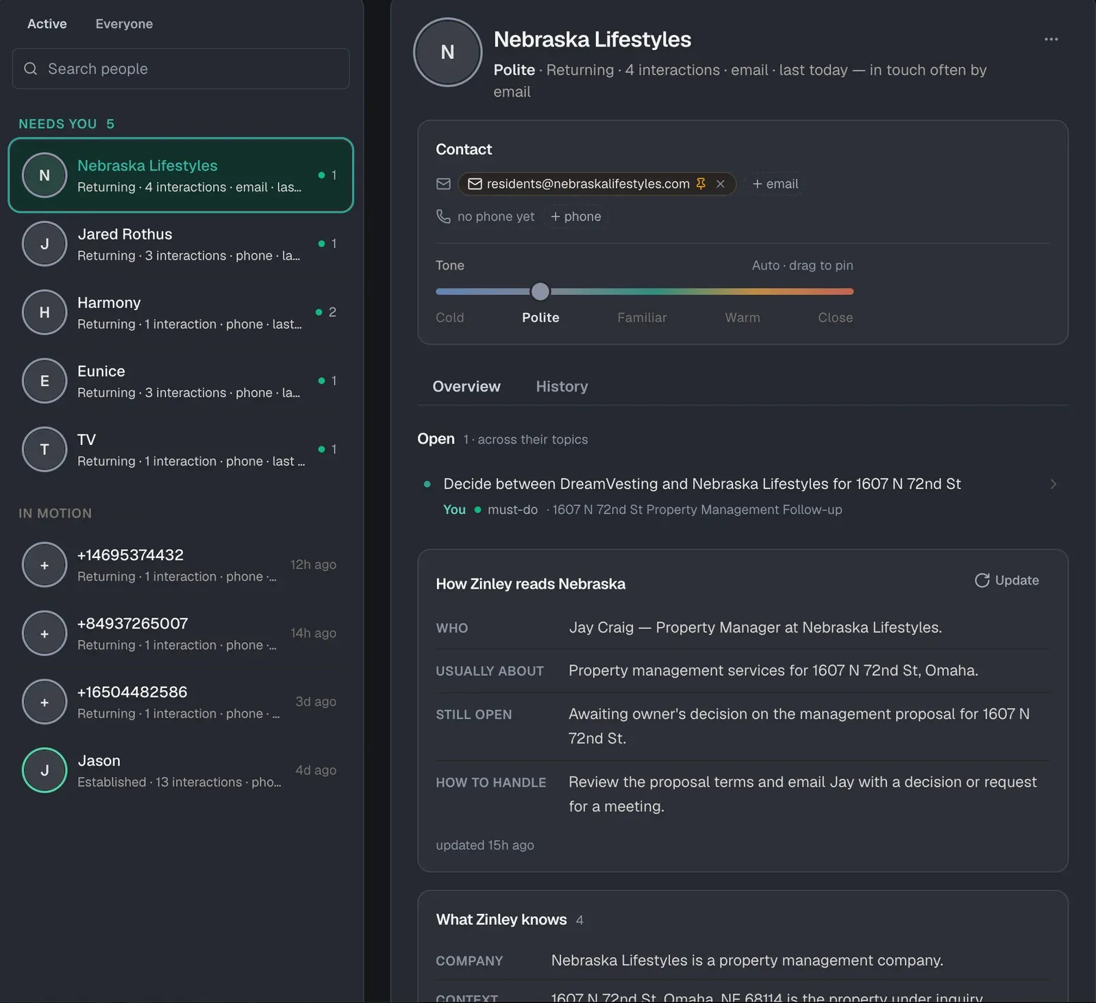 Screenshot of Zinley - showing app interface and features