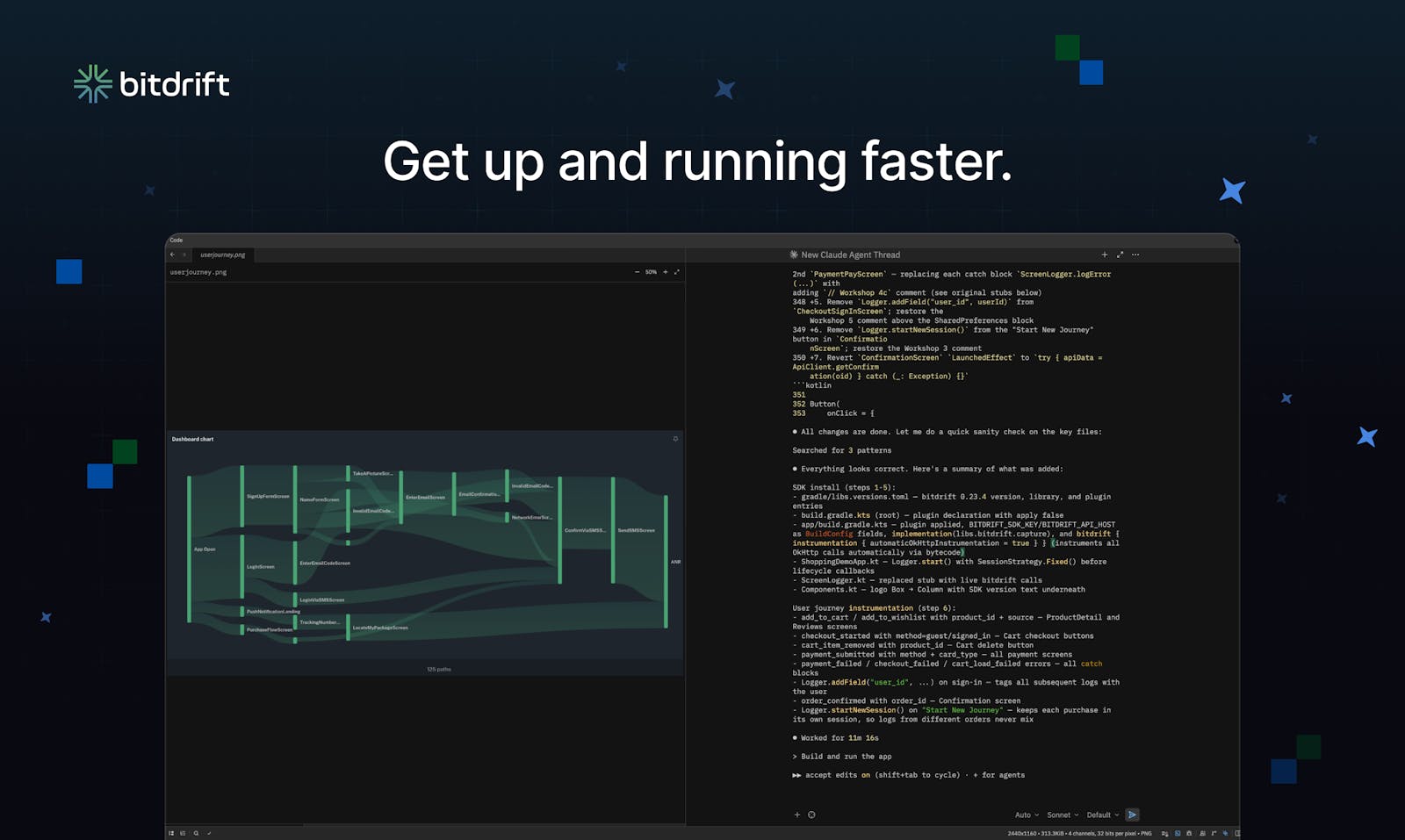 Screenshot of bitdrift - showing app interface and features