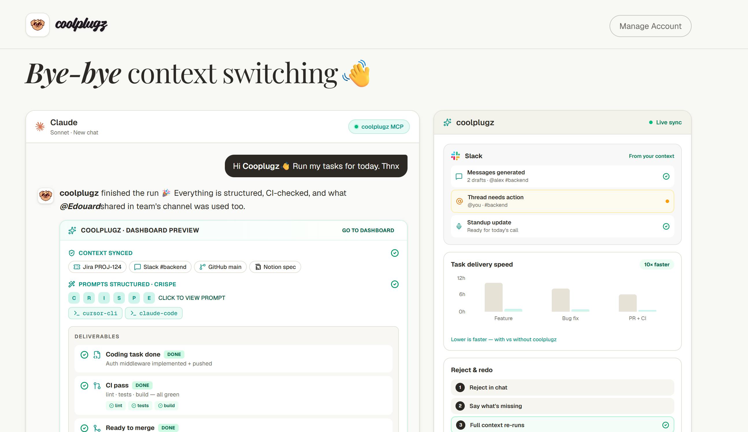 Screenshot of coolplugz - showing app interface and features