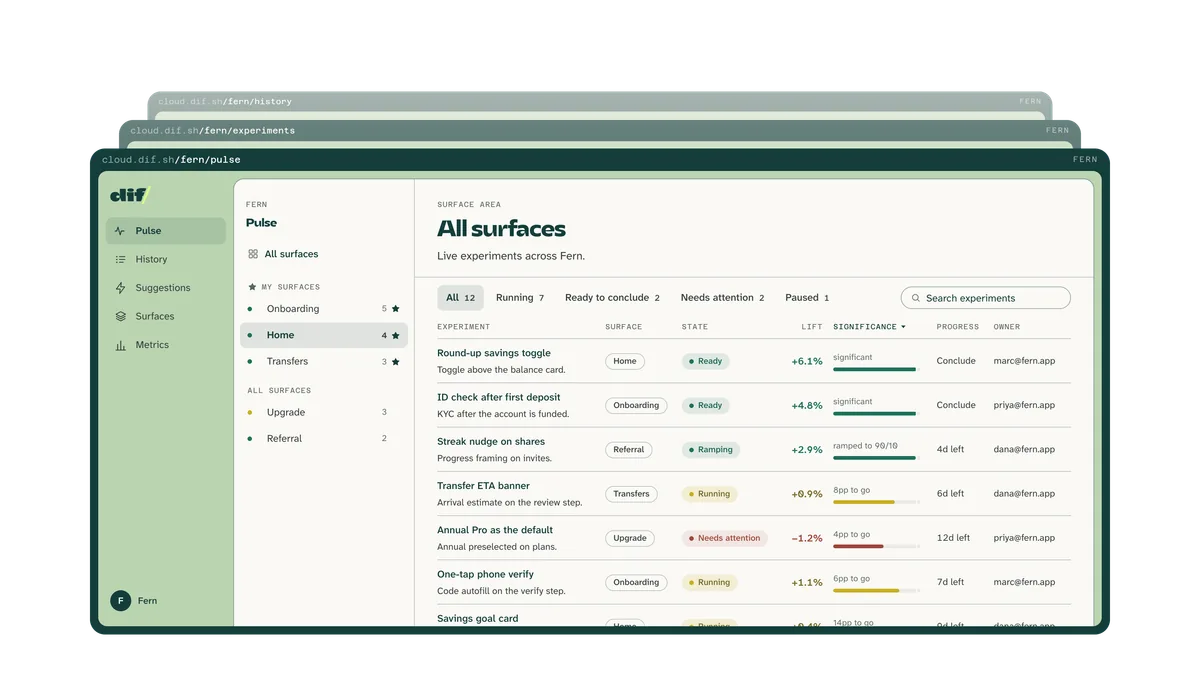 Screenshot of dif - showing app interface and features
