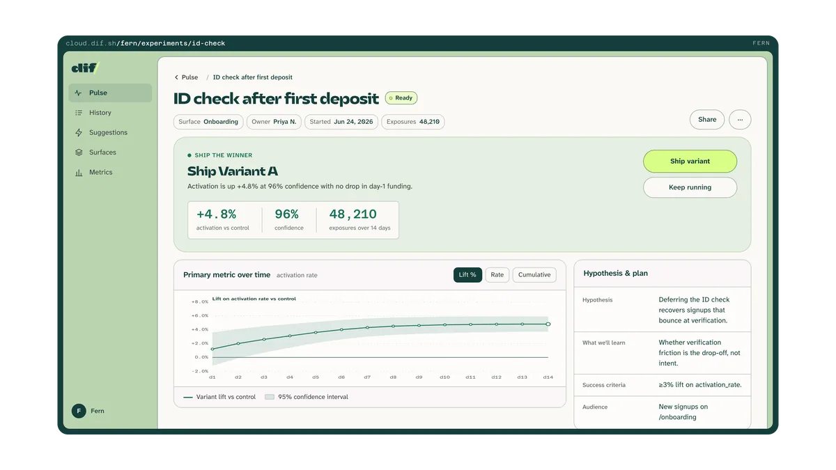 Screenshot of dif - showing app interface and features