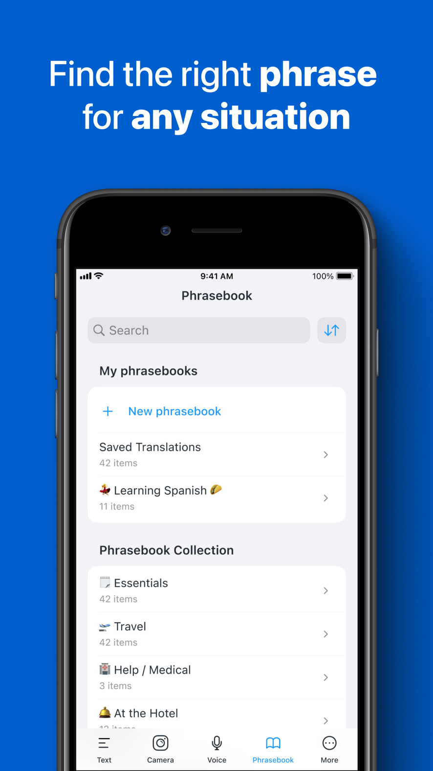 Screenshot of iTranslate - showing app interface and features