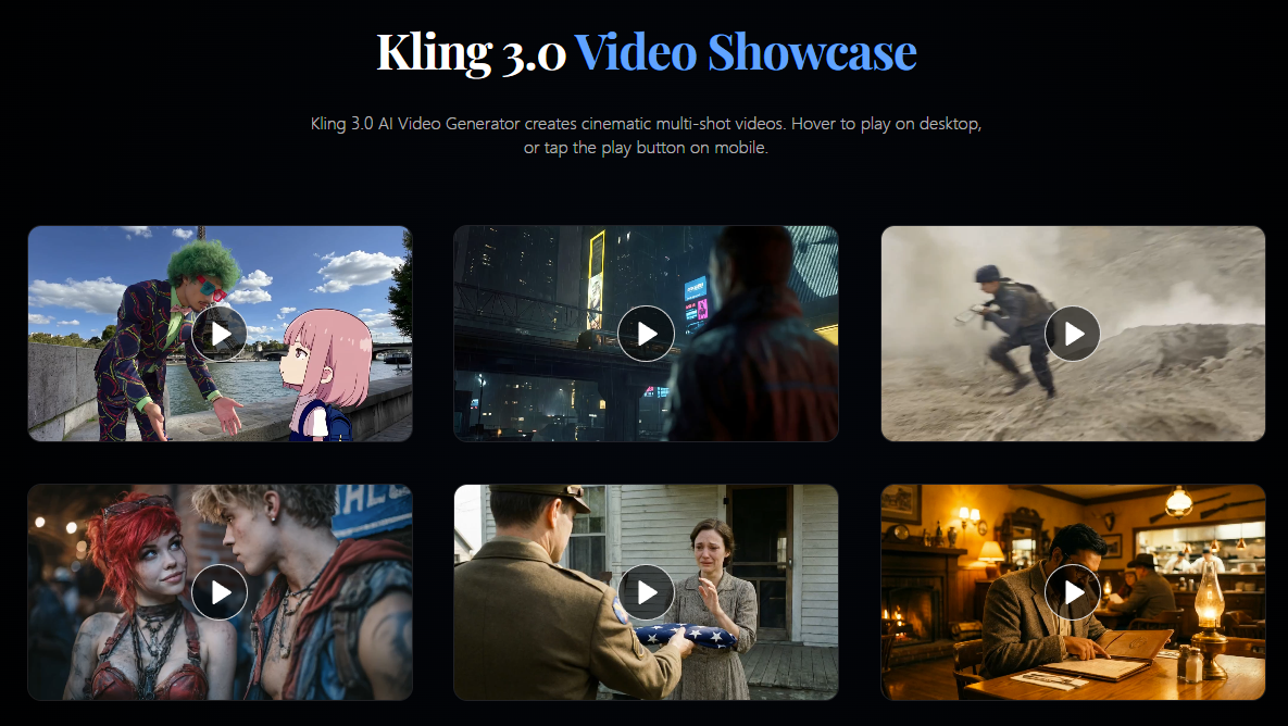 Screenshot of kling 3.0 - showing app interface and features