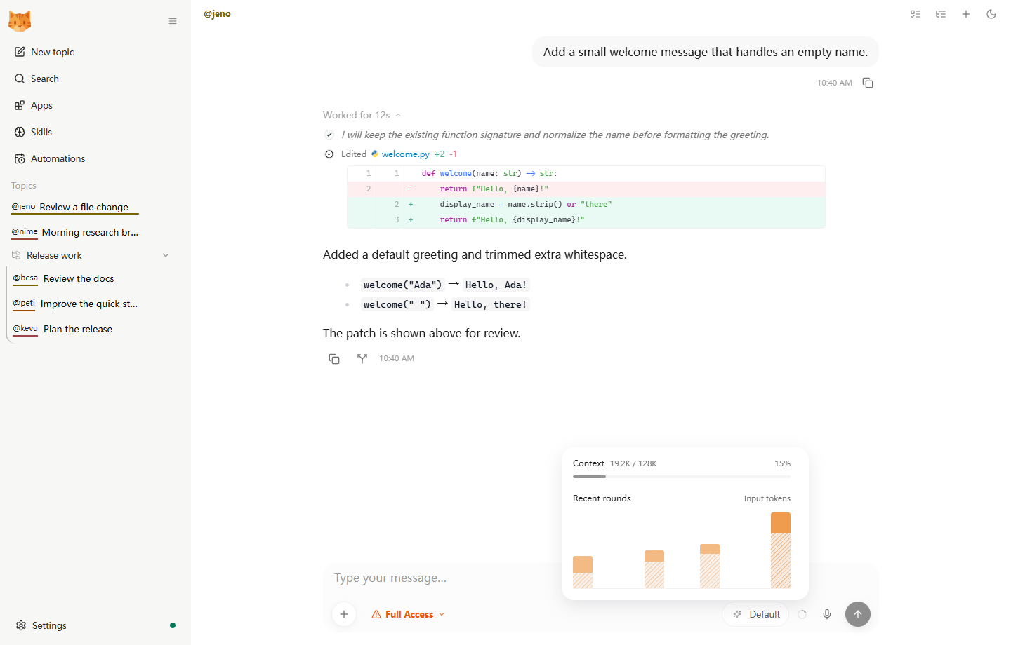 Screenshot of nanobot - showing app interface and features