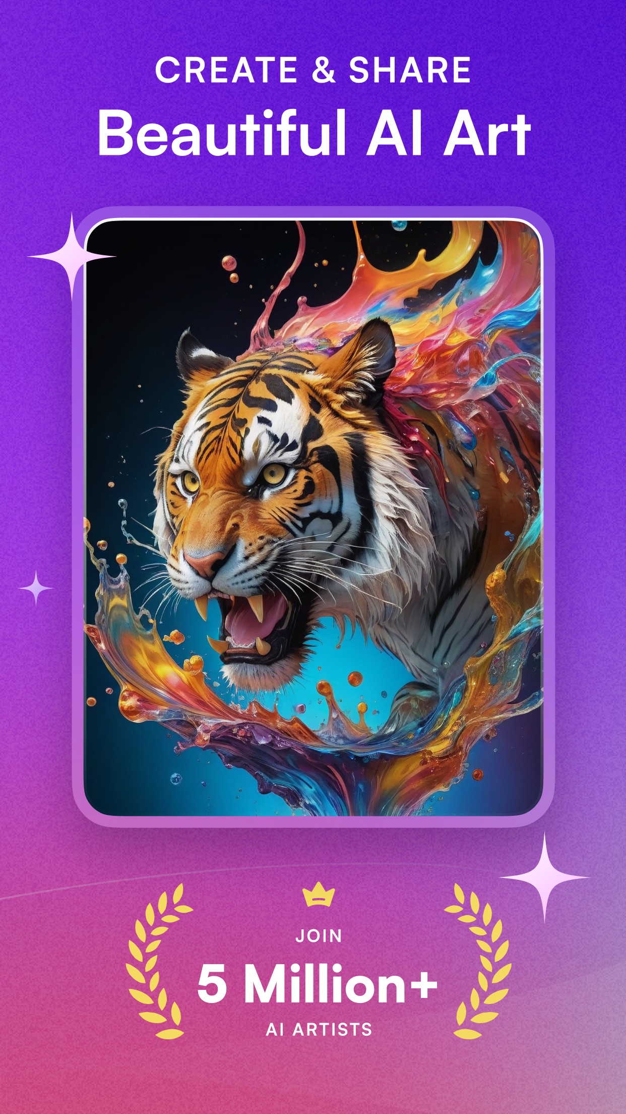 Screenshot of starryai - showing app interface and features