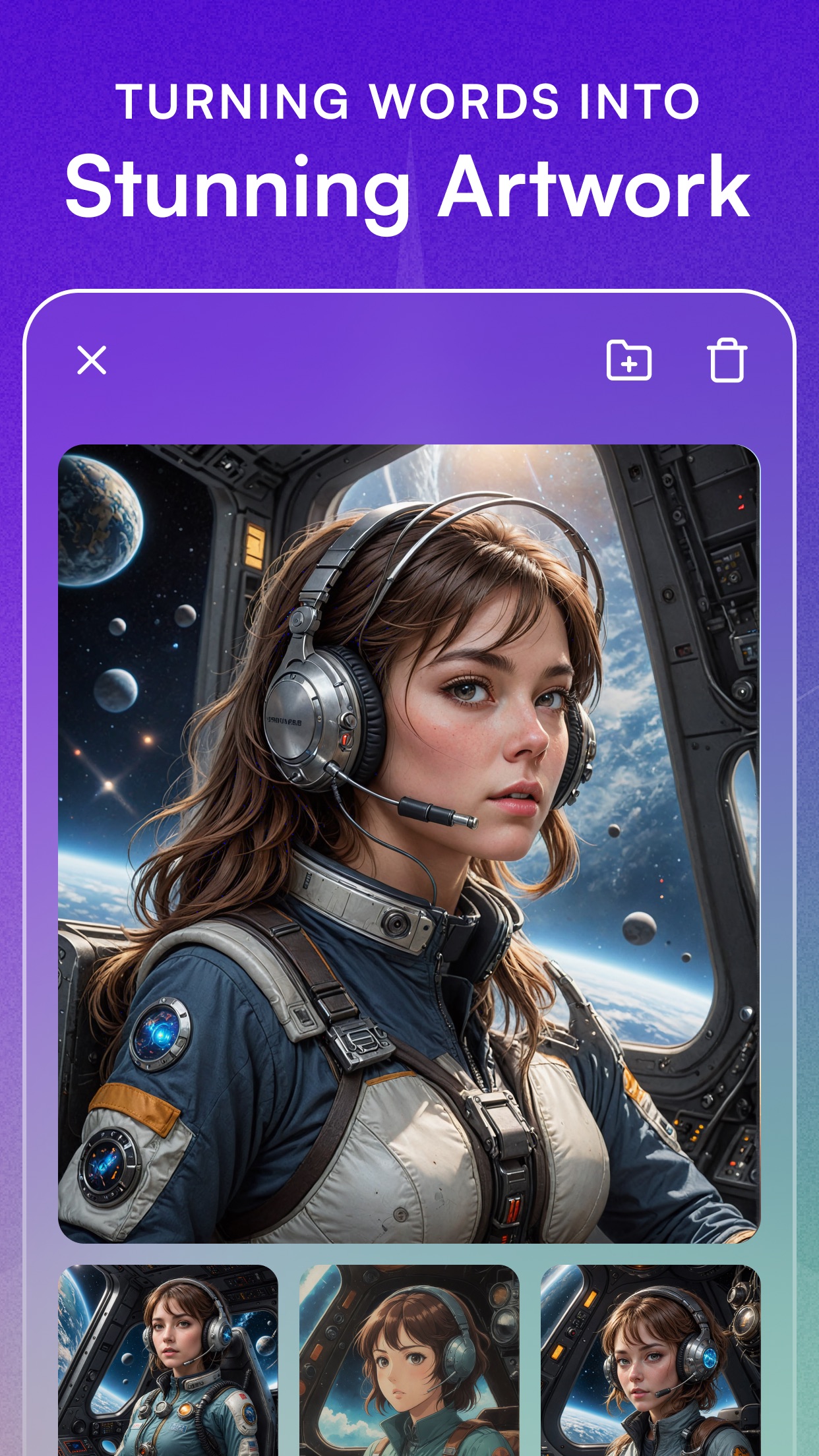 Screenshot of starryai - showing app interface and features