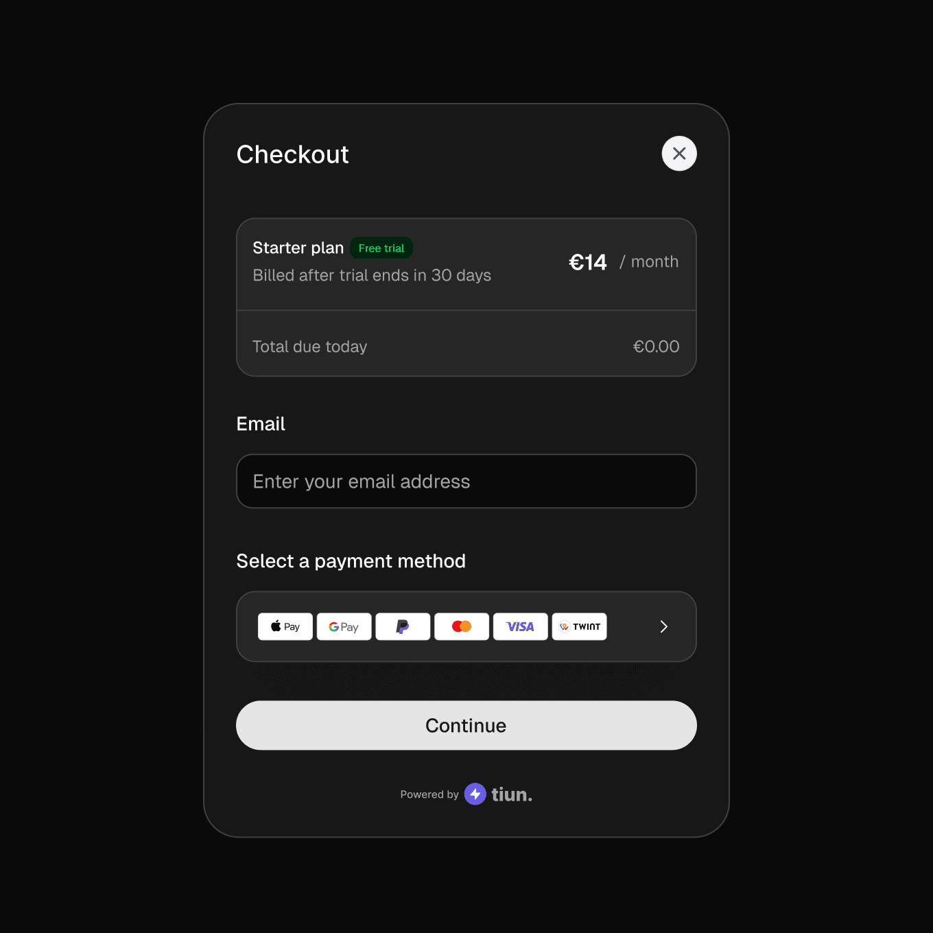 Screenshot of tiun - showing app interface and features